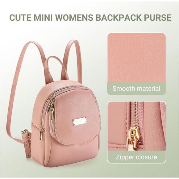 Mini Leather Backpack Cherry Pink Adjustable Straps - Picture 10 of 13